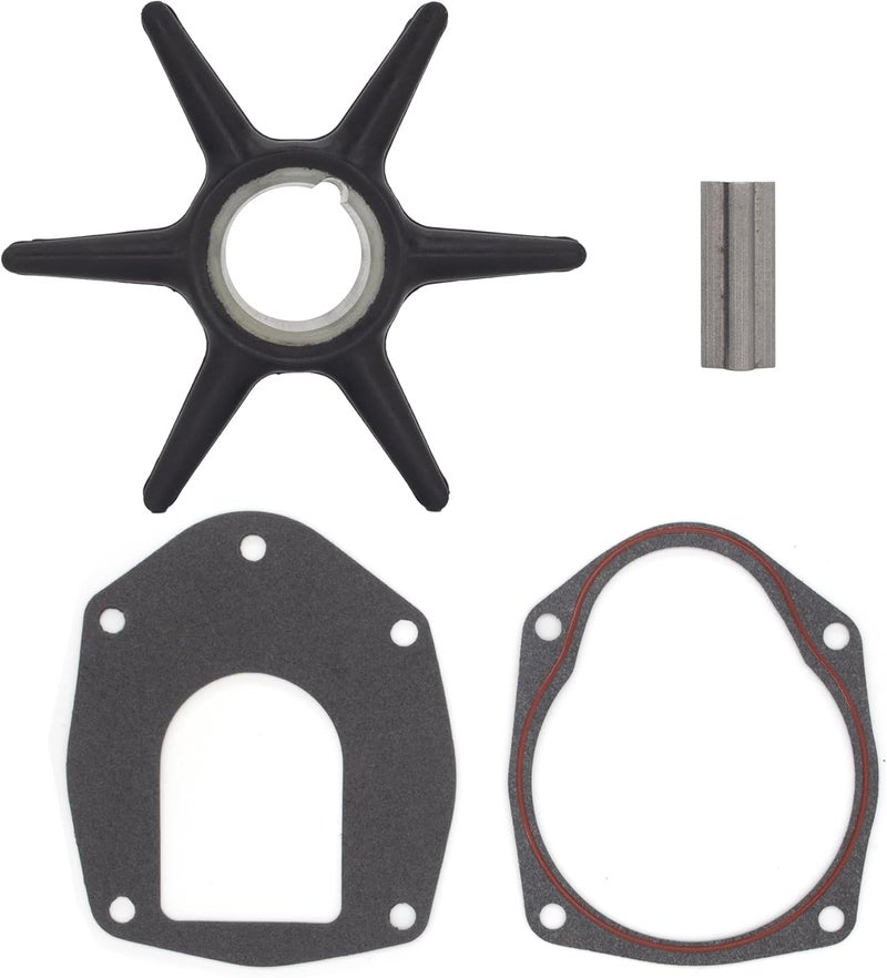 QUICKMARINER 43026T2 Water Pump Impeller Service Kit for Mercury Marine Force 30-300 HP Outboard Motor and MerCruiser Alpha 1 Gen 2 Drives Replacement 47-43026T2 Sierra 18-3056 with Key and Gaskets - Image 5